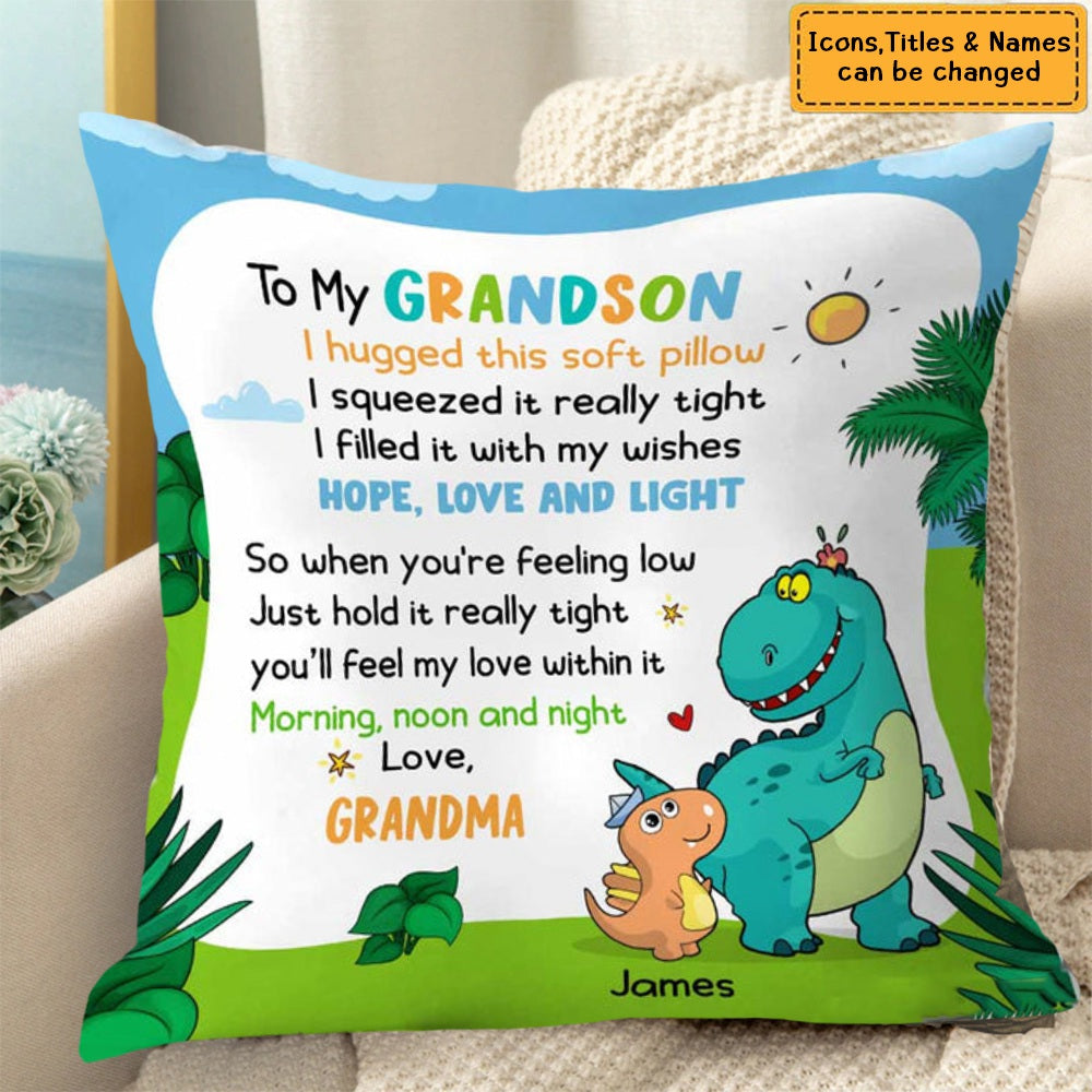 Personalized Dinosaur Grandson Pillow