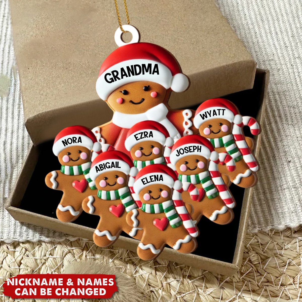 Sweet Seasonal Smiles With Gingerbread Family Design - Personalized  Ornament