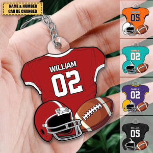 American Football Jersey Personalized Acrylic Keychain - Gift For Football Lover