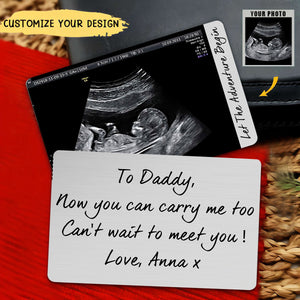 To Daddy Now You Can Carry Me Too - Personalized Photo Aluminum Wallet Card