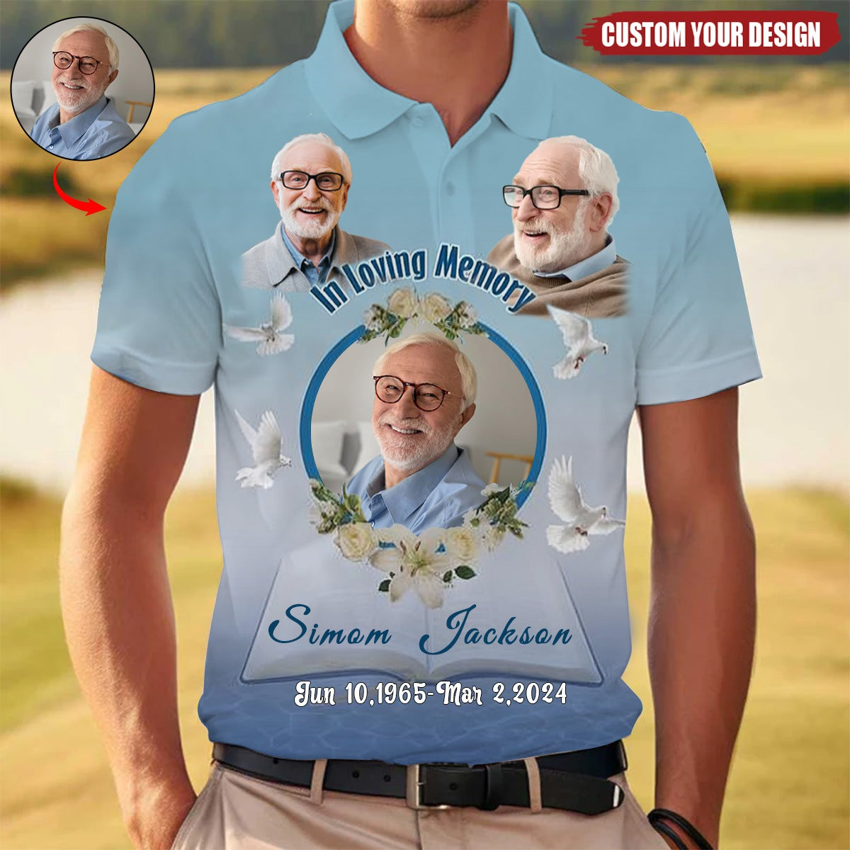 Memorial Upload Photo In Loving Memory Personalized 3D Polo Shirt