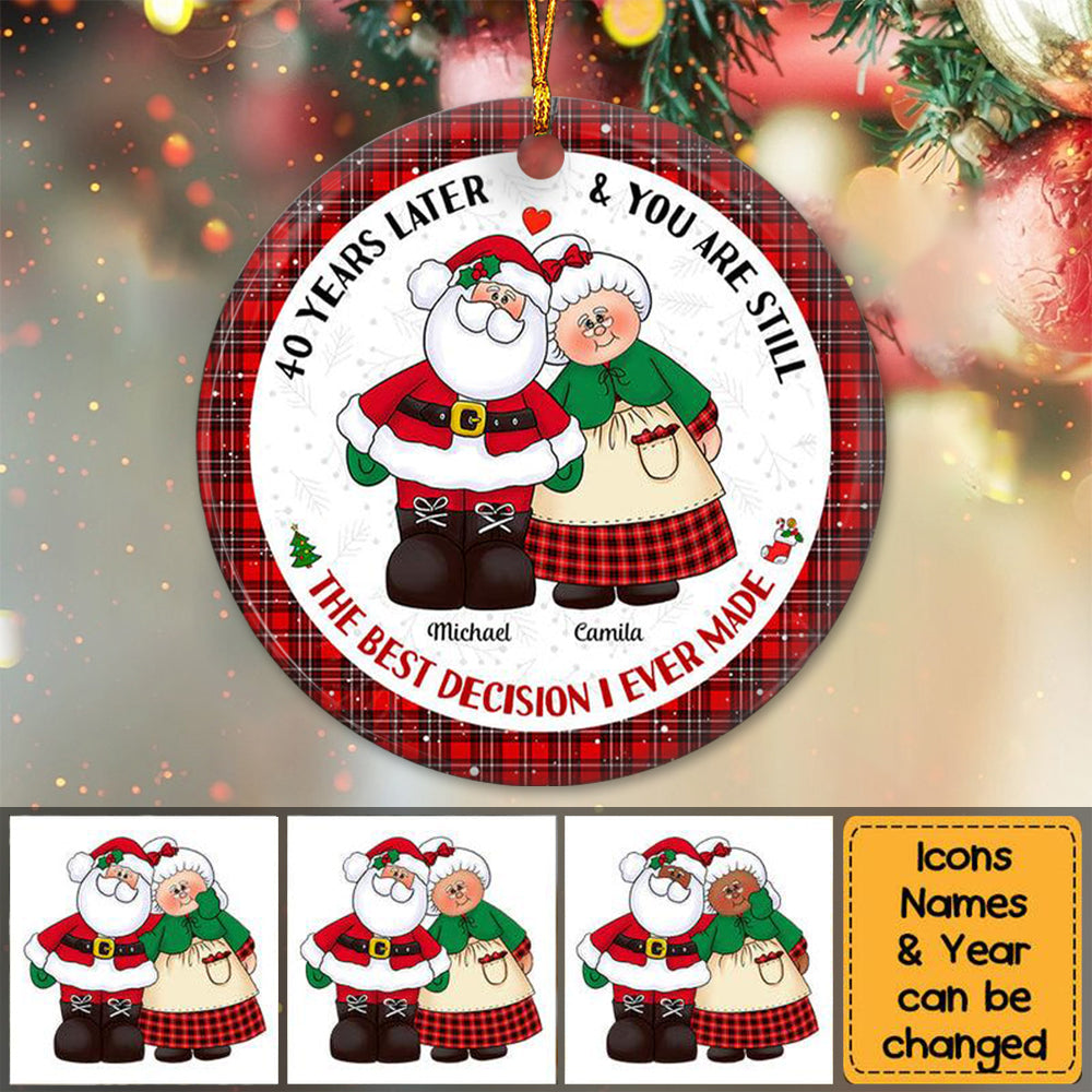 Gift For Couple Mr & Mrs Claus Circle Ornament