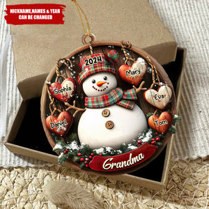 Snowman Grandma - Personalized Grandma Ornament