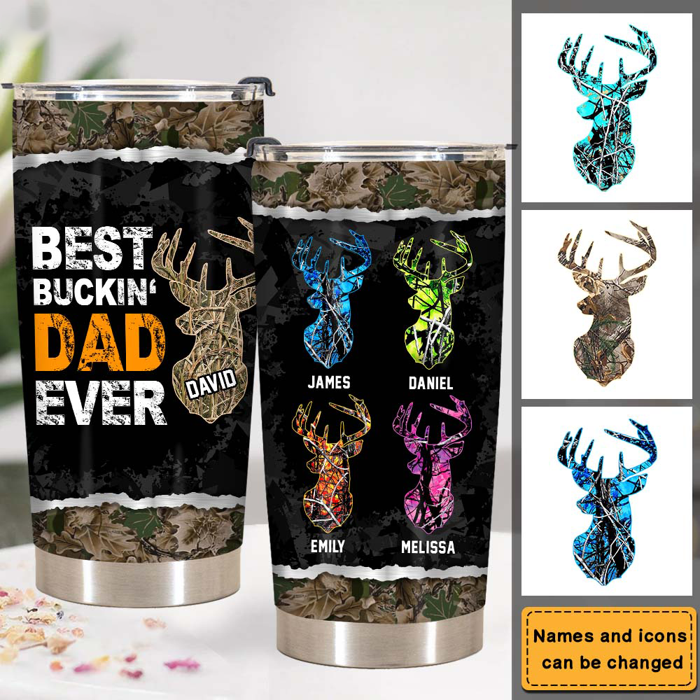 Personalized Buckin Dad Steel Tumbler