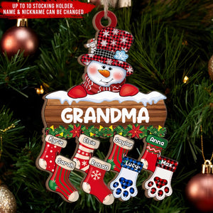 Personalized Snowman & Sock Ornaments-Christmas Gift for Grandma