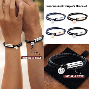 Personalized Handmade Engraving Leather Bracelet, Couple Gift for Him/Her