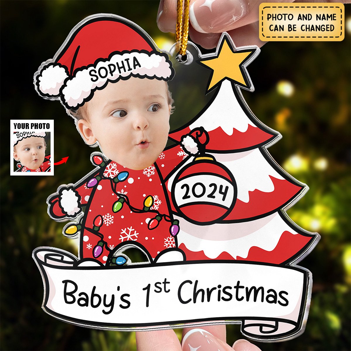 Baby's First Christmas - Personalized Acrylic Photo Ornament