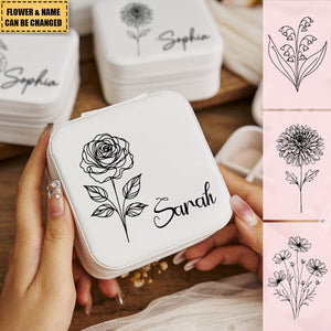 Personalized Custom Birth Flowers Name Jewelry Box