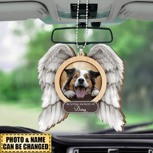 In Loving Memory Of Dog Wings - Personalized Memorial Wooden Ornament