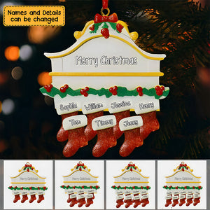 Personalized Family Gift Engraved Names Red Stockings Christmas Ornament For Family