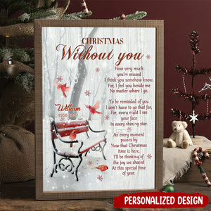 Christmas Without You Cardinal Memorial Personalized Canvas