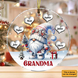 Personalized White Elf Acrylic Round Ornament - Christmas Gift For Grandma