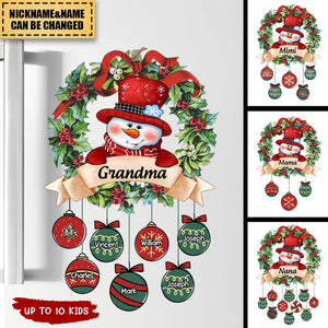 Snowman Grandma With Christmas Ball Kids Personalized Sticker