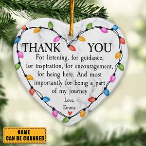 Thank You For Being A Part Of My Journey - Personalized Ceramic Ornament