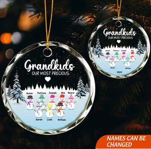 Personalized Christmas Snowman Ornament,Family Member Names-Gift For Grandma