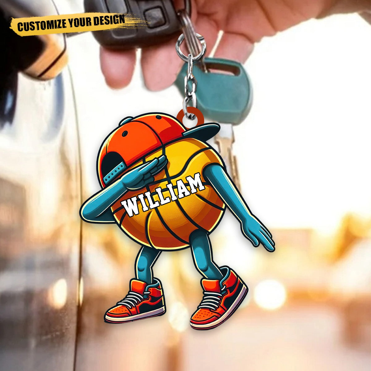 Personalized Basketball Cartoon Acrylic Keychain - Gift For Basketball Lover