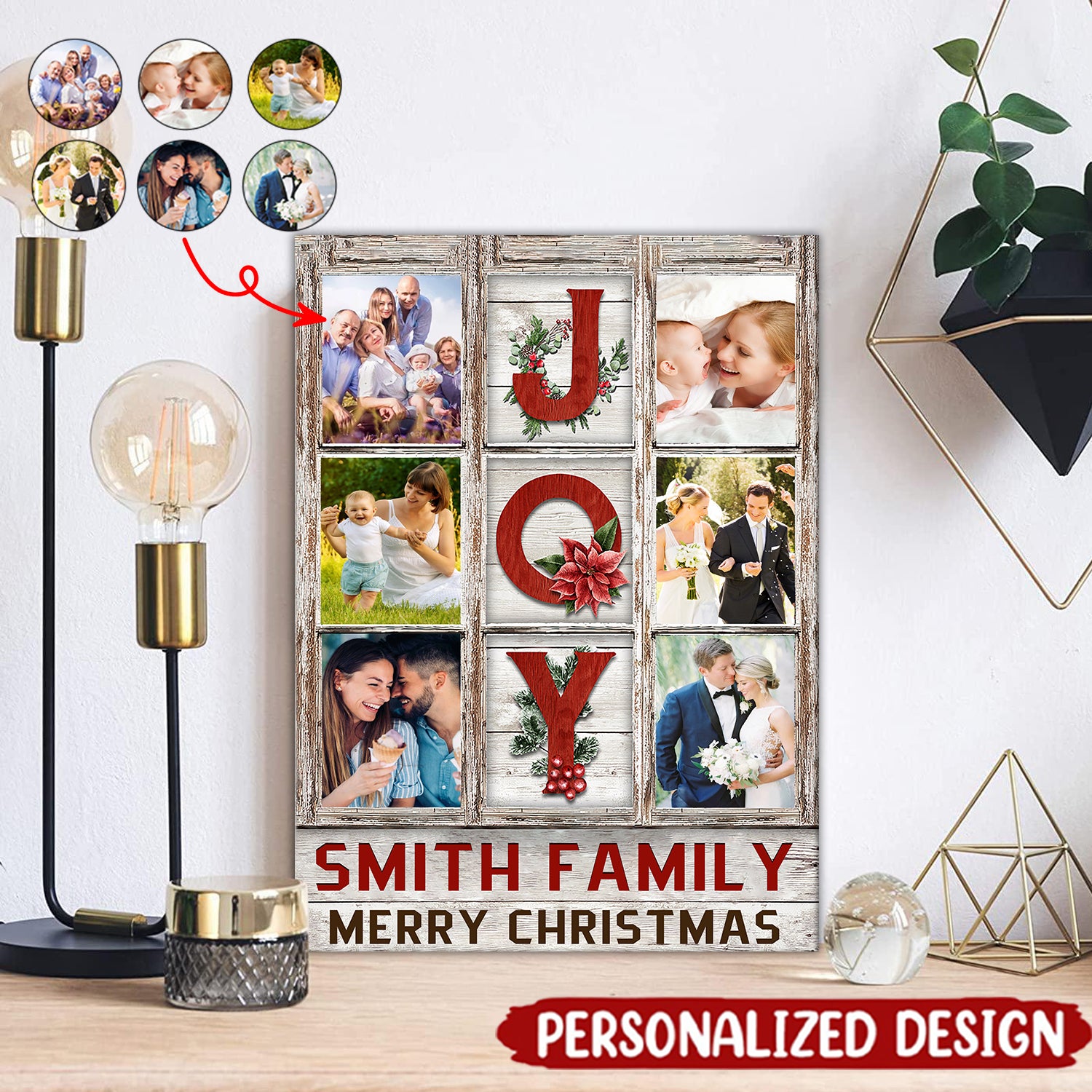 Personalized Customized Photo Collage Vintage Christmas Poster - Gift for Family/Friends