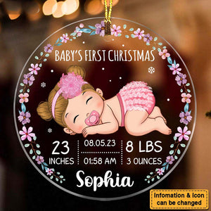 Gift For Baby First Christmas Personalized Circle Ornament
