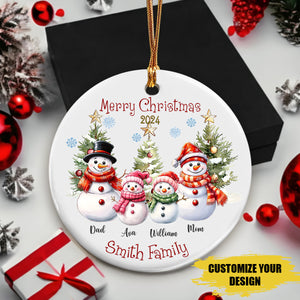 Christmas Snowman Family-Personalized Ornament Gift For Family