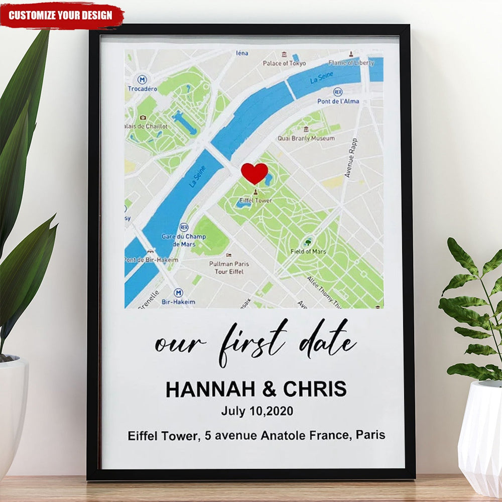 Personalized First Date Map Vertical Poster- Gift For Couples