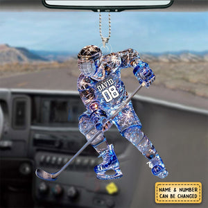 Sparkling Ice Hockey Player - Personalized Hockey Ornament