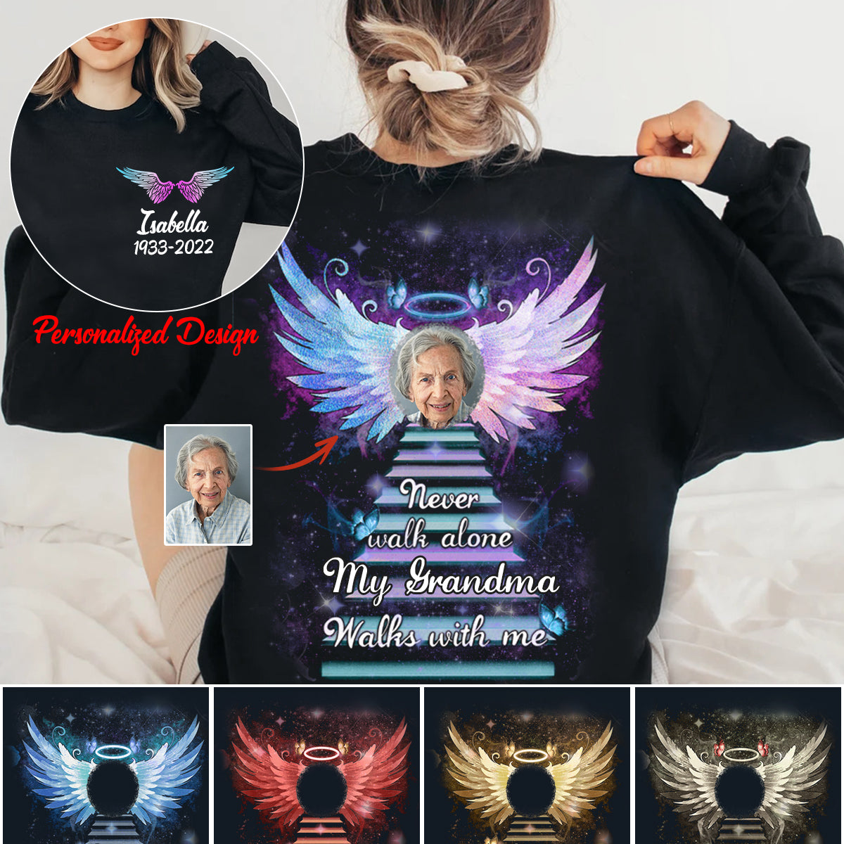 Angel Wings Never Walk Alone Upload Image Personalized Sweatshirt