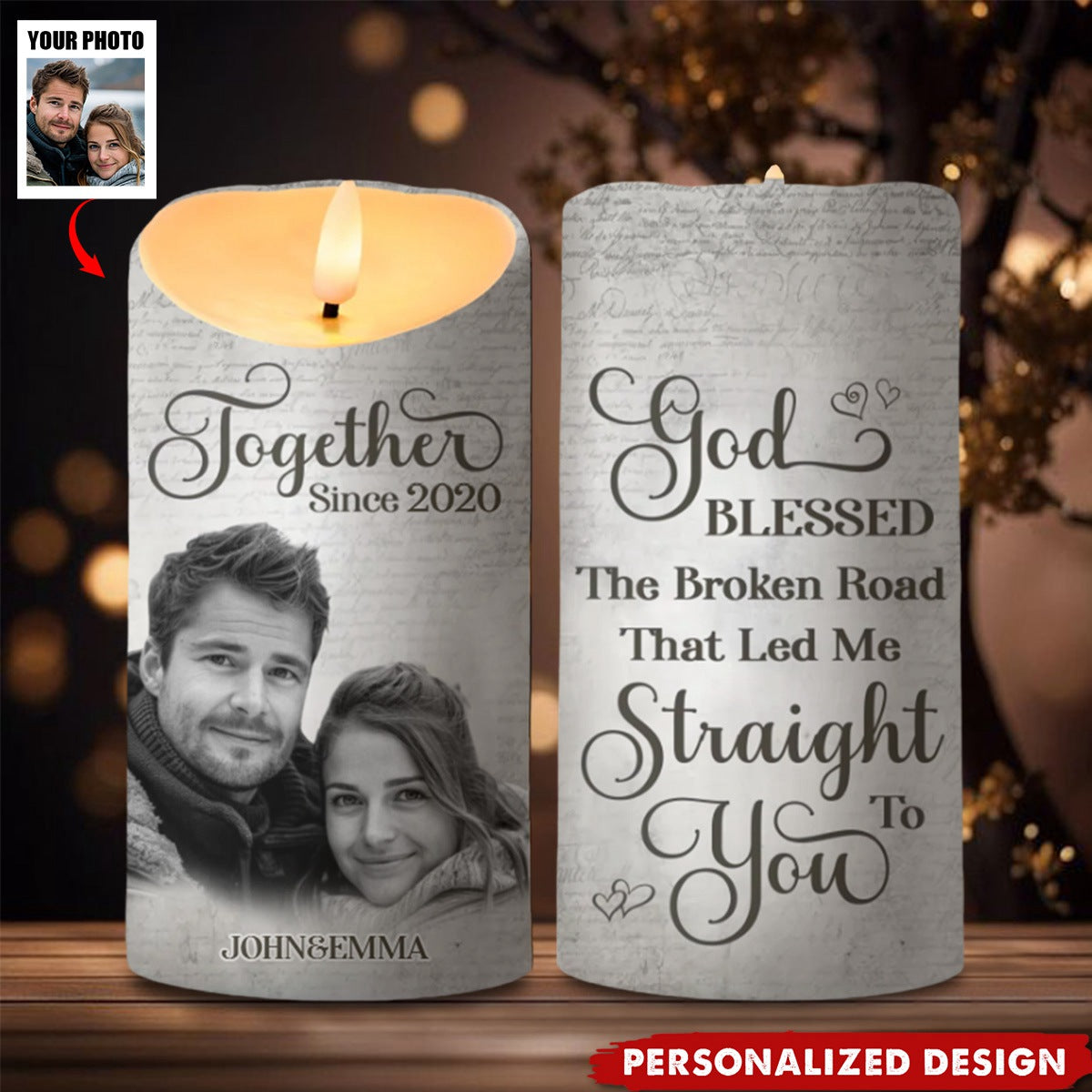 Custom Photo Together Since - Couple Personalized Custom LED Candle