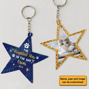 Pet Memorial The Brightest Star In The Sky Photo Acrylic Keychain