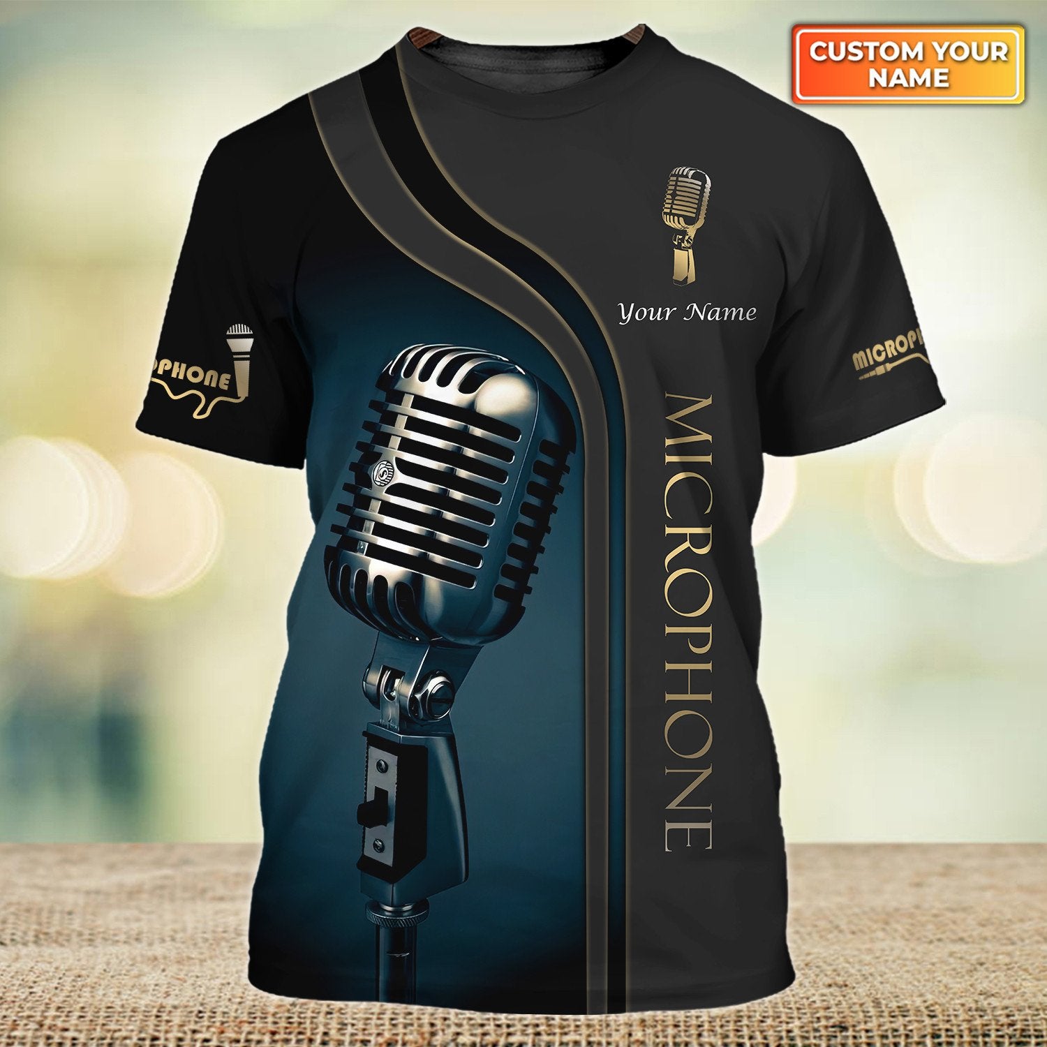 Personalized Microphone Pattern Design T-Shirts
