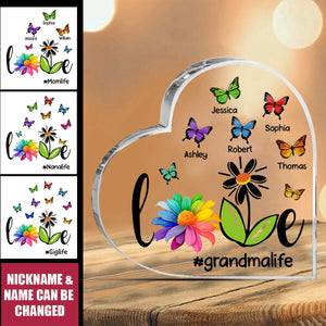 Grandma Mom Life Daisy Butterflies Personalized Acrylic Plaque