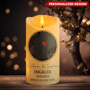 Location Map Married Engaged Couples - Personalized Flameless LED Candle