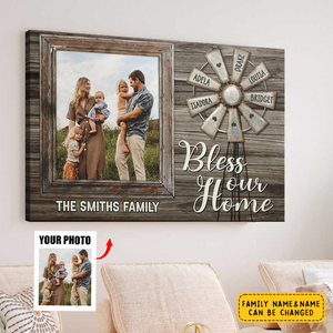 Personalized Canvas Prints, Custom Photo, Anniversary Gift, Gift For Family, Family Love Gifts, Bless Our Home Dem Canvas