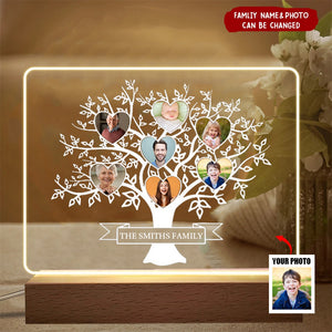 Custom Photo Family Tree Personalized Acrylic Plaque Led Lamp