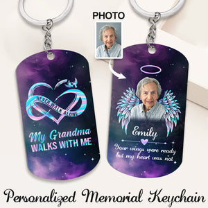 Personalized Memorial Never Walk Alone Keychain - Memorial Gift Idea For Family