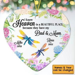 Personalized Memo Dragonfly Heaven Is A Beautiful Place Ornament Heart Ornament