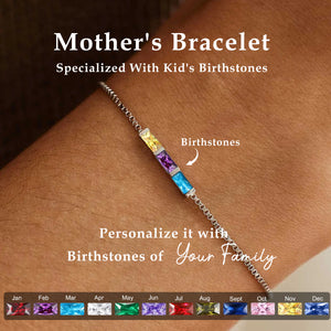 Adjustable Personalized Baguette Birthstone Bracelet