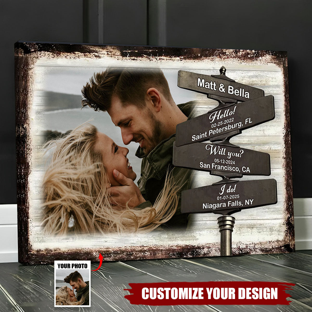 Personalized Gift For Couples Street Sign Romantic Milestone Canvas Prints