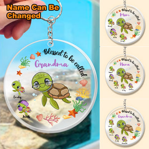 Gift For Grandma Turtle Blessed To Be Personalized Acrylic Keychain