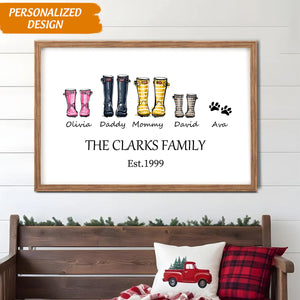 Personalized Family Shoes And Pet Prints Canvas Poster