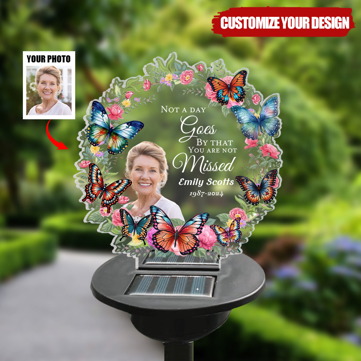 Missing You Always & Remembering You Forever - Personalized Solar Light, Memorial Gift