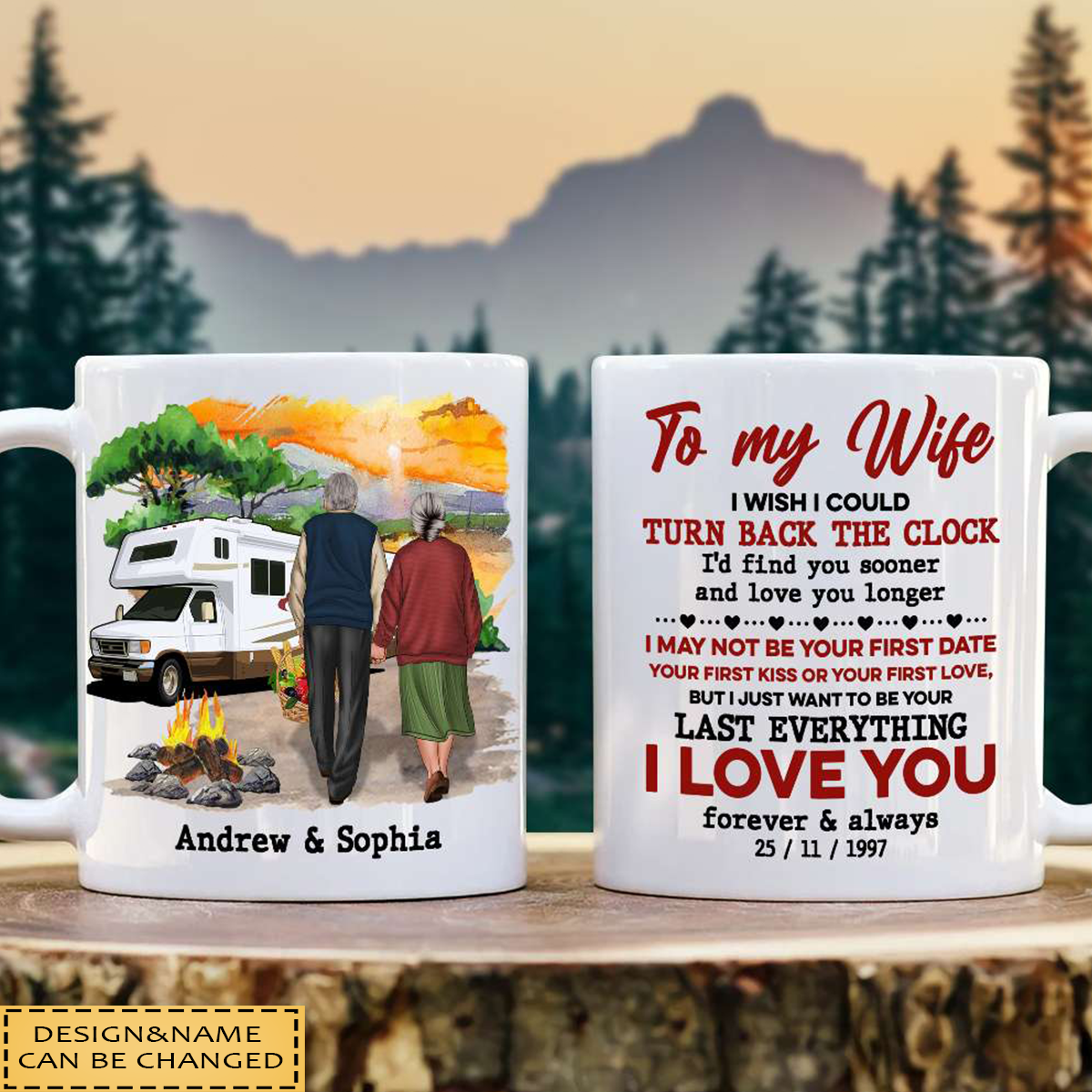 Universary Couple Camping, Personalized Couple Coffee Mug