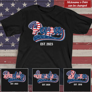 American Flag Papa Grandpa Est Year Personalized Shirt