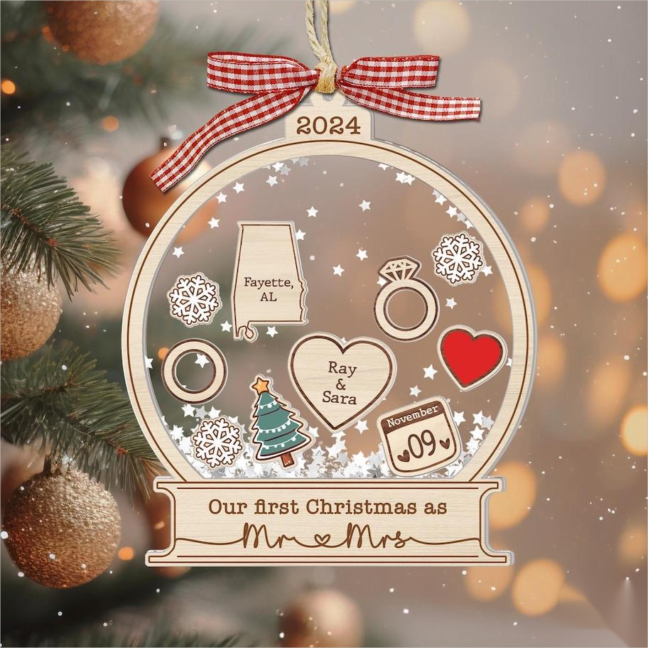 Our First Christmas As Mr&Mrs-Personalized Acrylic Wedding Couple Memorial Ornament