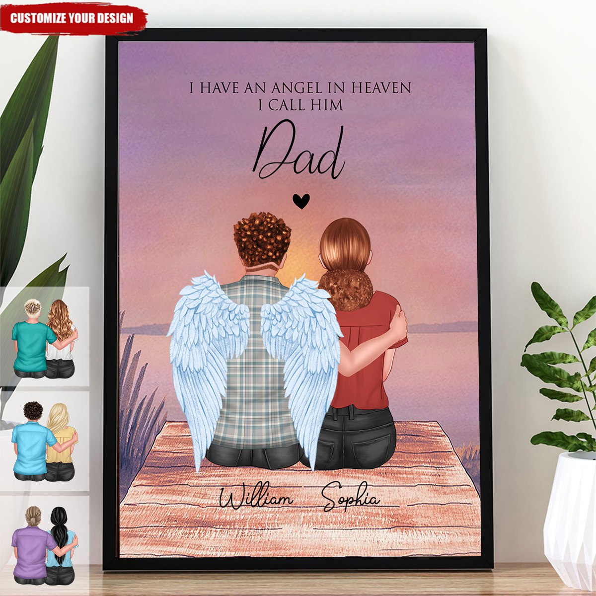 I Have An Angel In Heaven Call Him-In Memory of Dad Personalized Fathers Day Picture Poster