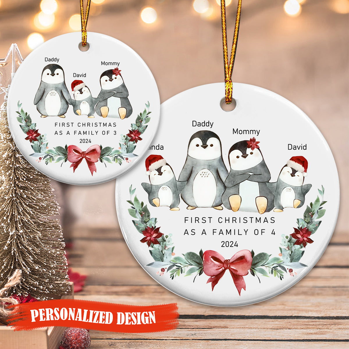 First Christmas As A Family Circle Personalized Ceramic Ornament