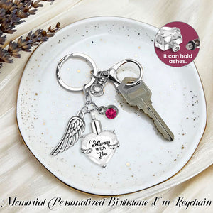 Memorial Personalized Birthstone Urn Keychain With Wing