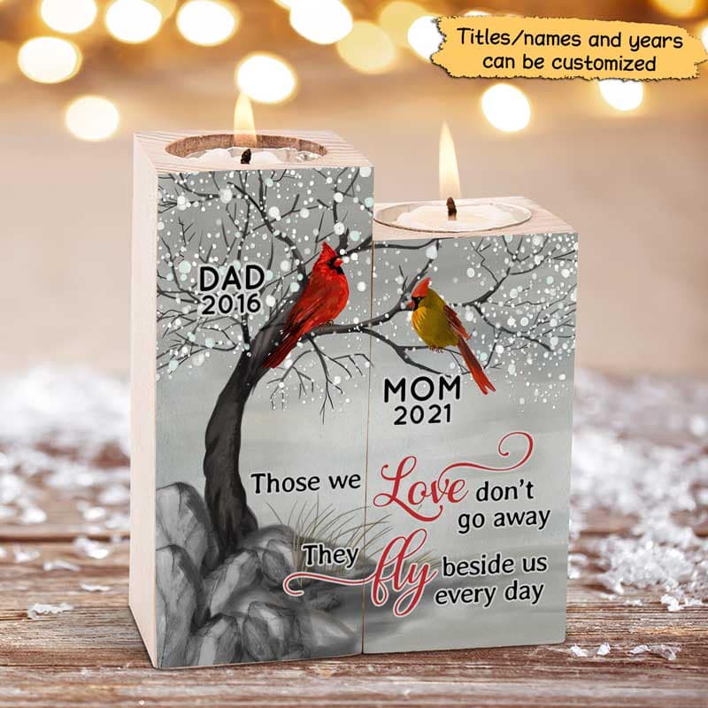 Cardinals Blossom Tree Dad Mom Memorial Personalized Candle Holder