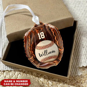 Custom Name And Number Personalized Baseball Acrylic Ornament