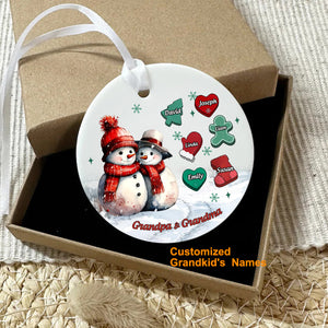 Personalized Ceramic Snowman Ornament- Christmas Home Decor