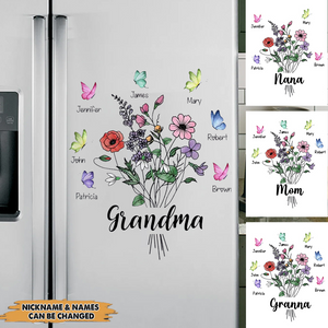 Grandma Butterfly Flower -Personalized Sticker Gift